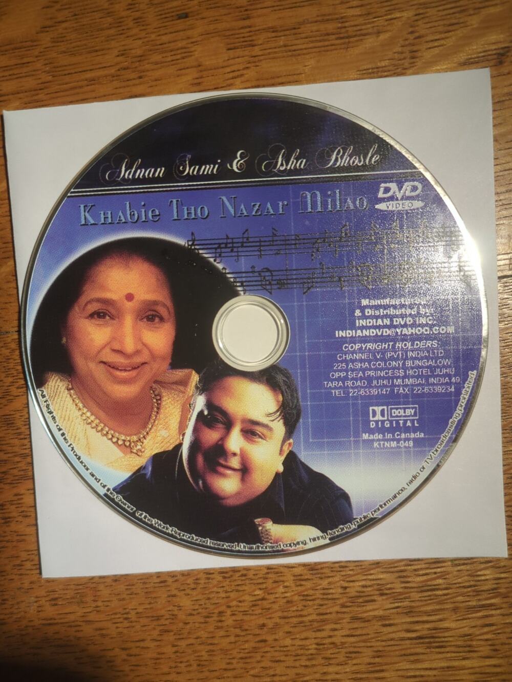 KHABIE THO NAZAR MILAO DVD ADNAN SAMI ASHA BHOSLE HINDI Disc Only